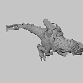 Mechanical Dinosaur Game Movie Character With Metal Armor And Red Glowing Eyes
