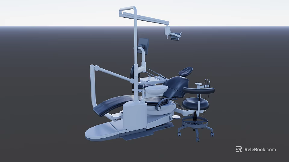 Professional Dental Medical Equipment Integrated Treatment Chair With Adjustable Seat LED Light And Instrument Tray 3d model 