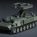 Armored Military Tank With Tracked Wheels And Turret Mounted Gear System
