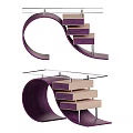 Unique Furniture Design With Purple Curved Base Light Wood Drawers Metal Legs And Glass Top