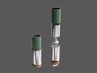 Two Green And Silver Kitchen Appliances With Wooden Base Design 3d model