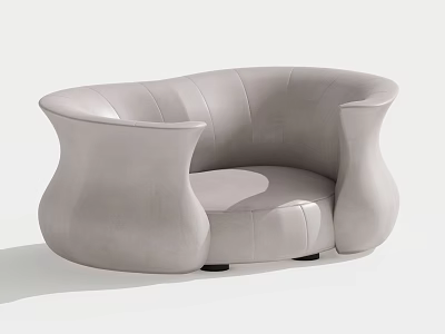 Light Gray Leather Single Sofa With Modern Curved Design Comfortable Seat And Black Legs 3d model