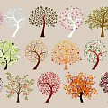Colorful Tree Shaped Wall Decor With Various Leaf Designs For Home Decoration