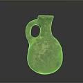 Hand Carved Ancient Pottery Jug With Handle And Textured Surface Design