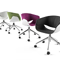 Modern Office Chair With Black White Fabric Seat And Chrome Swivel Wheel Base