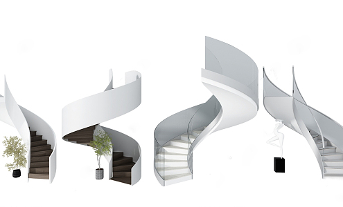 modern revolving staircase 3d model