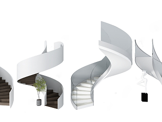 modern revolving staircase 3d model