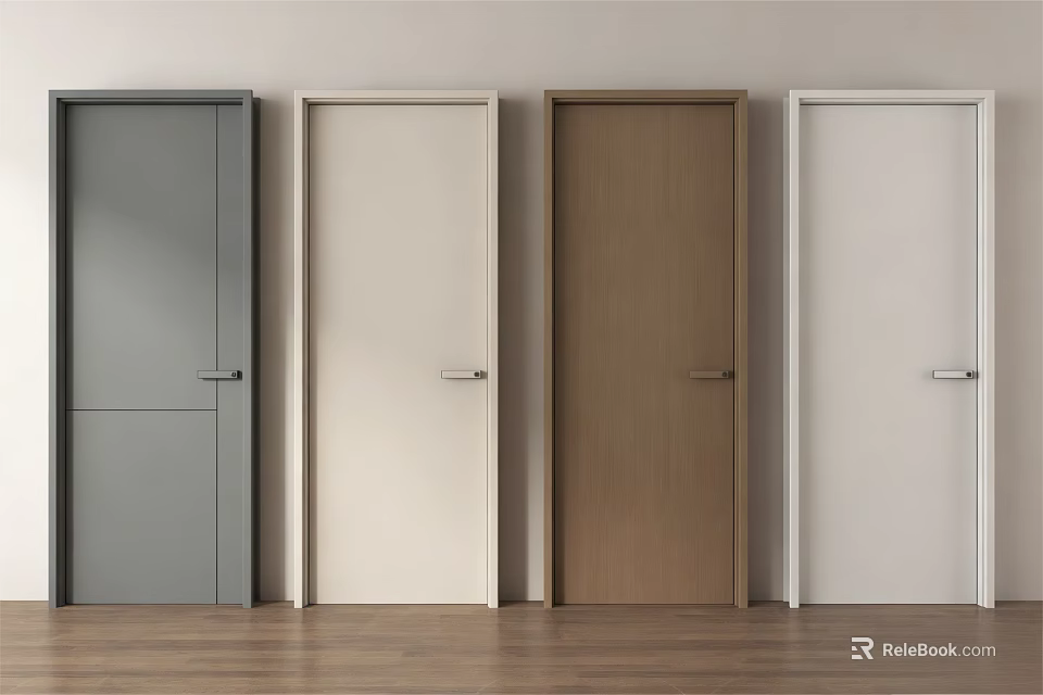 Modern Minimalist Hinged Doors in Various Colors for Home Interior Design 3d model 