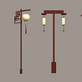 Chinese Style Outdoor Furniture With Wooden Lantern Street Lamps And White Tassels