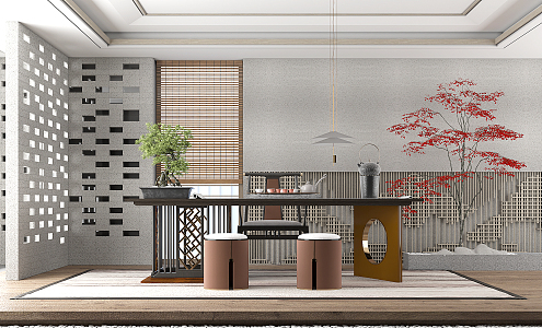 New Chinese Tea Room Tea Table 3d model