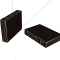 Two Vintage Black Storage Cases With Worn Surfaces And Metal Hardware 3d model