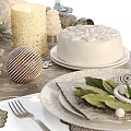 Elegant Dinnerware Set with Wine Glasses Candles and Decorative Balls for Festive Table Setting