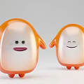 Two Cute Orange And White Cartoon Dolls With Smiling Faces And Round Shape