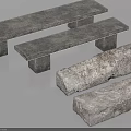 Stone Benches And Slabs With Rough Weathered Textures In Different Sizes 3d model