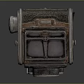 Vintage Twin Lens Camera with Retro Design Metal Leather Material and Circular Lenses