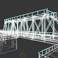 Train Crossing Historic Steel Truss Railway Bridge With Stone Piers