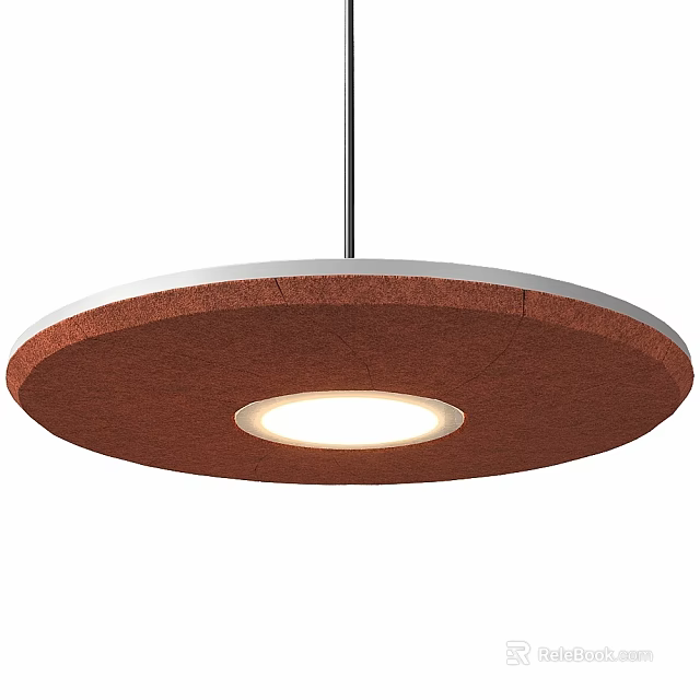 Round Brown Ceiling Light With Textured Fabric Shade And Illuminated Center 3d model