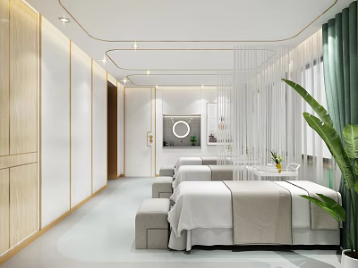 Modern Hospital Outpatient Clinic Interior With Examination Beds And Comfortable Seating 3d model