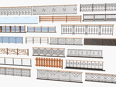 Various Decorative Railings and Fences with Modern Classic Designs and Materials 3d model