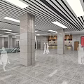 Spacious Modern Station Interior With Blue Seats Information Displays Glass Windows And Ceiling Lights