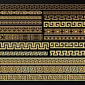 Traditional Golden And Black Carved Patterns With Geometric Decorative Borders 3d model