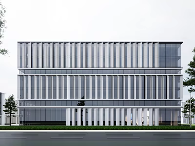 Modern Multi Storey Industrial Factory Building With Large Glass Windows And Metal Cladding 3d model