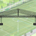 Outdoor Metal Truss Structure With Hanging Black Equipment On Sports Field