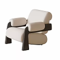 Modern Beige Fabric Armchair With Black Wooden Legs And Comfortable Armrests