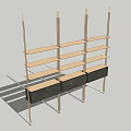 Modern Storage Shelving Unit With Metal Frame Multiple Wooden Shelves And Bottom Storage Cabinets