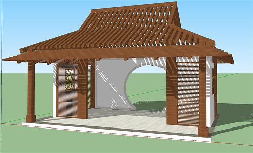 New Chinese Style Pavilion Characteristic Pavilion 3d model