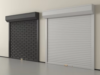 Black And Gray Roller Shutter Doors With Grille And Smooth Surface Design Exterior View 3d model