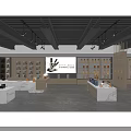 Modern Retail Store Interior With Display Shelves And Marble Counters For Product