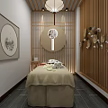 Traditional Chinese Corridor Interior With Wooden Carvings Gray Stone Floor And Circular Decorations