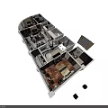 Hotel Room 3D Layout With Bedroom Seating Area And Bathroom Interior Design