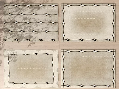 Square Rugs With Geometric Patterns Decorative Borders And Four Designs For Home Decor 3d model
