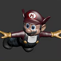 Mario Flying With Outstretched Arms Red Hat White M Purple Shirt Yellow Gloves Dark Background