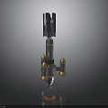 Space Rocket Model Design With Golden Thrusters And Metallic Structure