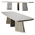 Elegant Modern Dining Table With Marble Top And Sleek Metal Legs Design 3d model