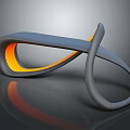 Modern Artistic Single Chair with Curved Gray Structure and Orange Accent Details