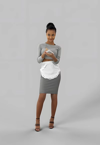 Modern Woman Black Waiter 3d model