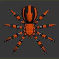 Red And Black Mechanical Spider Robot With Detailed Legs And Shiny Surface