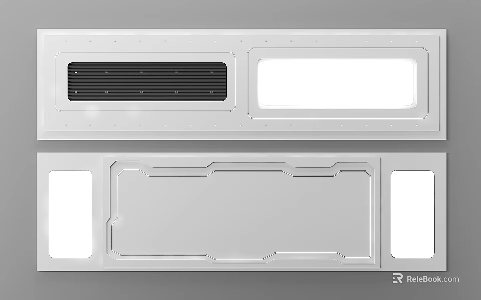 Modern Ceiling Design With Dual Section Panel Layouts And Lighting Features 3d model 