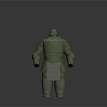 Green Armor Clad Figure Sculpture With Intricate Carved Back Details