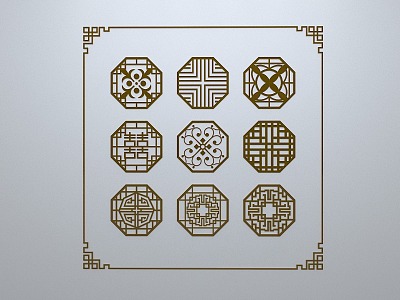 Chinese style window grilles line silhouette pane window sill border openwork window edge strip construction model