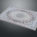 Intricate Patterned Traditional Area Rug With Oval Central Medallion And Pastel Pink Blue White Hues