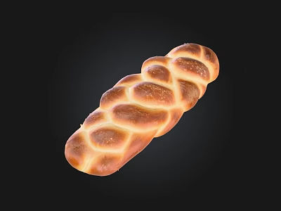 Golden Braided Bread With Shiny Crust And Soft Fluffy Texture 3d model