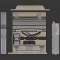 Industrial Sci Fi Scene Components With Layered Panel Double Door Console And Flat Base Plate 3d model