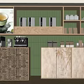 Traditional Tea Café Interior With Wooden Display Shelves Coffee Machine And Tea Products