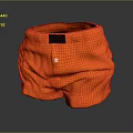 Casual Orange Shorts With Red Lining Front Black Label And White Button