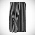 Gray Pleated Fabric Curtains With Simple Tie Detail For Modern Home